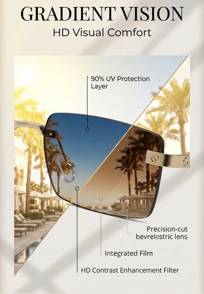 Vintage Rimless Rectangle Sunglasses Men 2026 Luxury Brand Designer Square Metal Frame Sun Glasses Hip Hop Y2K Fashion Eyewear