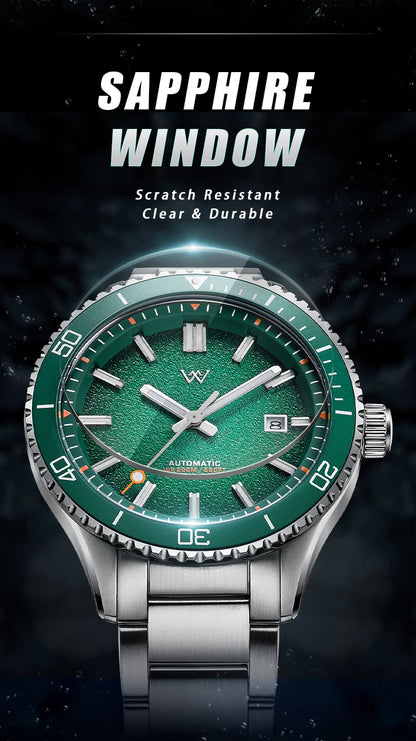 WM Watch Automatic Mechanical Dive Watch Man MIYOTA 8215 Waterproof Stainless Steel Sapphire Welly Merck Diving Watches WM046