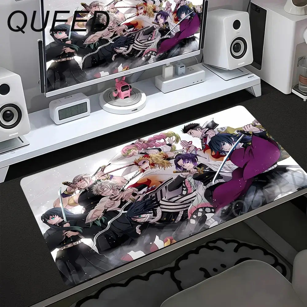 Podloga za računalni stol i tipkovnicu, anime podloga za miš, kawaii djevojka, 900x400mm, gumena protuklizna podloga za miš, Demon Slayers XL