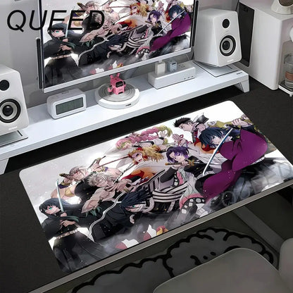 Podloga za računalni stol i tipkovnicu, anime podloga za miš, kawaii djevojka, 900x400mm, gumena protuklizna podloga za miš, Demon Slayers XL