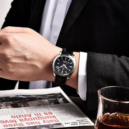 Luxe herenhorloge van PAGANI DESIGN – Mechanisch automatisch model (kaliber 8215), van roestvrij staal, waterdicht, met datumweergave en lichtgevende wijzers