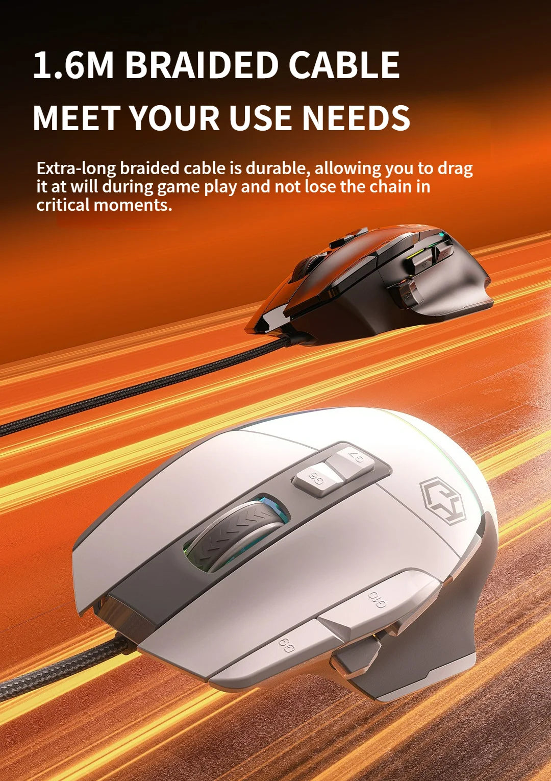 Wired Mouse RGB Lights 10 Keys Macro Programming Gaming Chip 12800DPI Ergonomic Design Medium-Large Hand Gaming Mouse GK502