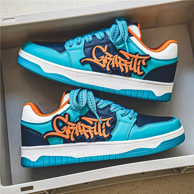 Modne niebieskie designerskie buty do skateboardingu dla mężczyzn, odzież uliczna, hip-hopowe trampki dla mężczyzn, luksusowe trampki na platformie do skateboardingu dla mężczyzn, buty do koszykówki dla mężczyzn