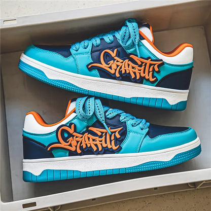 Modne niebieskie designerskie buty do skateboardingu dla mężczyzn, odzież uliczna, hip-hopowe trampki dla mężczyzn, luksusowe trampki na platformie do skateboardingu dla mężczyzn, buty do koszykówki dla mężczyzn