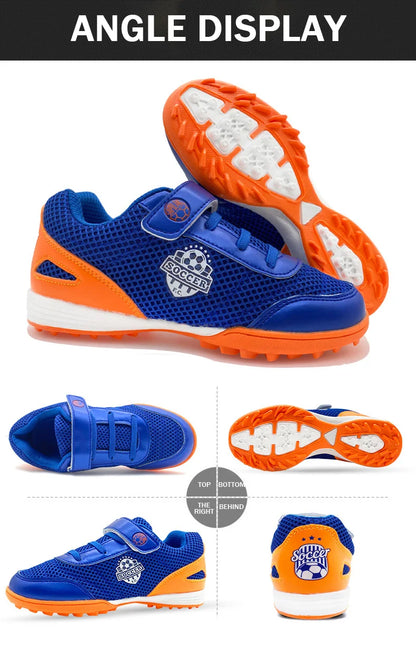 Zapatillas de fútbol para niños y niñas Tf, con cierre de velcro, sin tacos, para lacrosse, para principiantes, para críquet y para béisbol