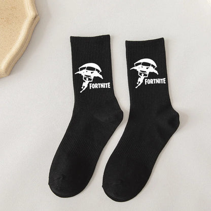 Fortnite Socks Cartoon Game Character Long Socks for Kids and Students in Spring and Autumn Solid Color Cotton Socks Birthday Gifts