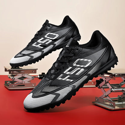 Chaussures de football TF économiques, tige en mélange PU, crampons en caoutchouc dense, antidérapantes, durables, chaussures de football pour terrain synthétique à prix abordable