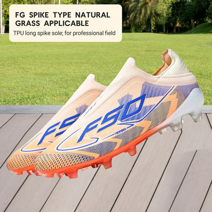 Classic AG/FG football shoes，TPU Wear-resisting Long Studs，PU Mixed Fabric Upper，Non-slip Comfortable for Kids Outdoor Football