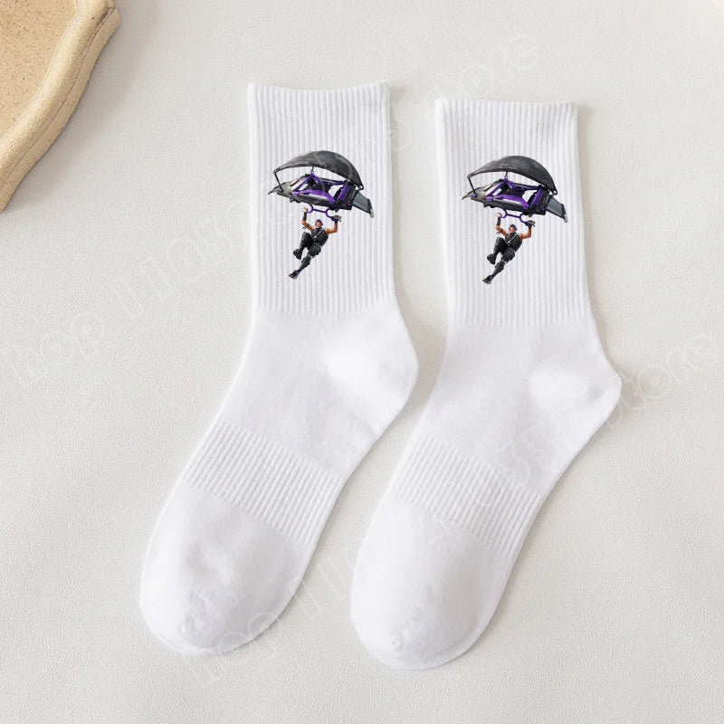 Fortnite Socks Cartoon Game Character Long Socks for Kids and Students in Spring and Autumn Solid Color Cotton Socks Birthday Gifts