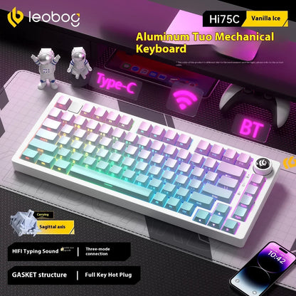 Kit tastiera meccanica LEOBOG Hi75C 3 modalità/cablata Hot Swap con manopola, RGB, guarnizione in lega di alluminio, kit tastiera Hi75C per PC, regalo personalizzato