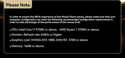 ATTACK SHARK R5 Ultra trådløs gamingmus i kulfiber, PixArt PAW3950MAX-gamingsensor, 42000DPI, 8000Hz, MCU Nordic 52840