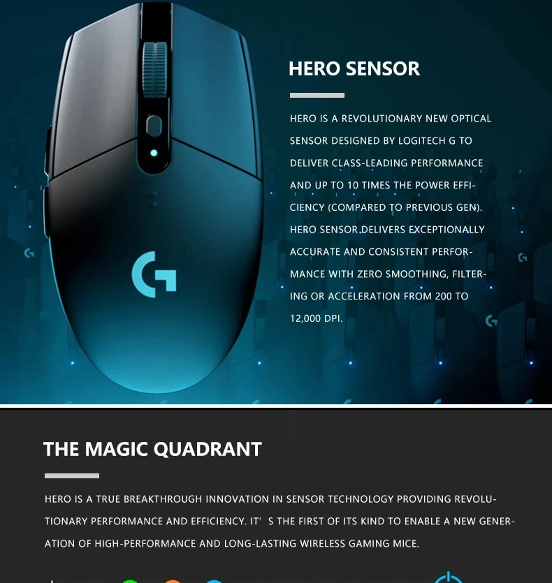 Logitech G102 G203 Wired Gaming Mouse 2.1 Meter Long Cable 8000 DPI RGB Effects for PC Laptop Office Gamer Flexible