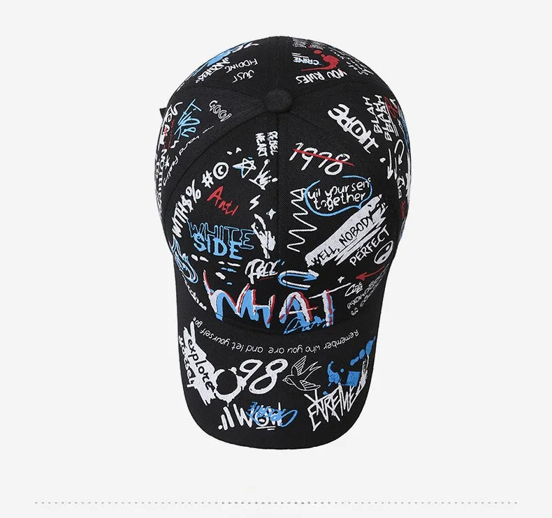 Șapcă de baseball unisex din bumbac cu imprimeu graffiti, pentru femei și bărbați, snapback trendy stil hip-hop, pentru exterior