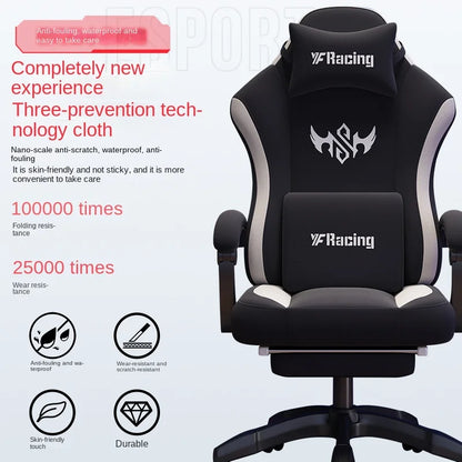 Gaming Chair with Latex Seat Cushion, Adjustable Backrest, Computer Office Chair, Nylon Feet, Gaming Streamer Chair