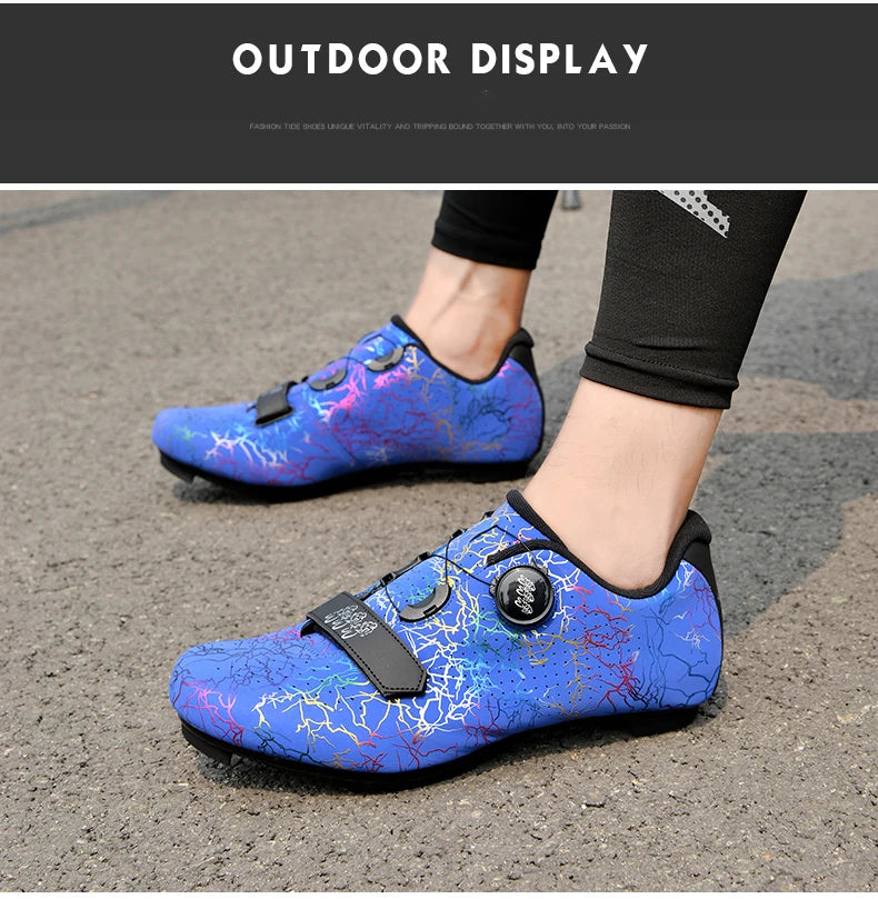 Zapatillas de ciclismo para hombre con cierre automático; zapatillas de ciclismo de carretera; zapatillas deportivas de ciclismo de montaña para exterior; zapatillas de ciclismo de spinning para mujer para interior