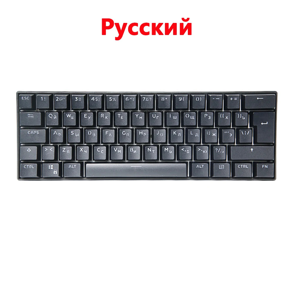 UYIQ YQ62 62 Keys Korean Russian Mechanical Keyboard 60% Mini Portable Color Backlit Wired Gaming Keyboard for Travel Office PC