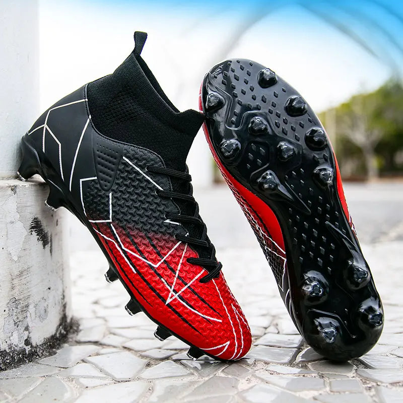 New Professional High Top Football Shoes Artificial Grass Leather Youth Students Training Soccer Shoes for Men And Women Sports