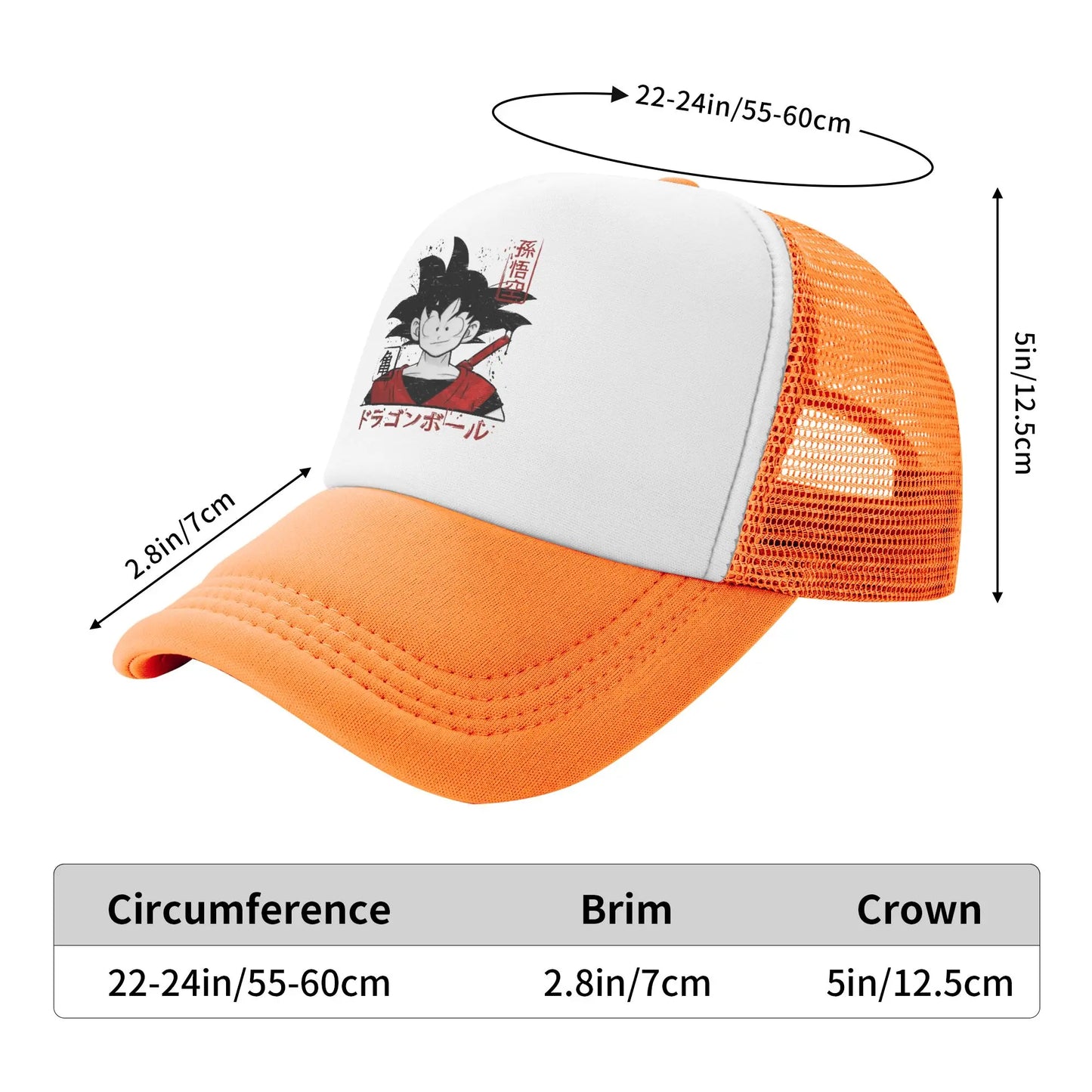 Japanese Goku Dragon Ball Z Mesh Baseball Cap Unisex Fashion Sun Hats  Hats Snapback Caps Fishing Hat Winter Trucker Caps