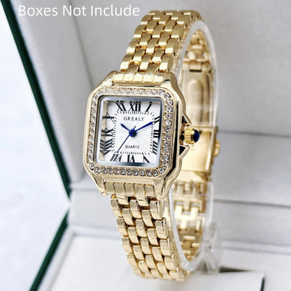 New Women Watch Light Luxury Brand Business Gold Stainless Steel Ladies Fashion Quartz Watches Female Clock Bracelet Wristwatch