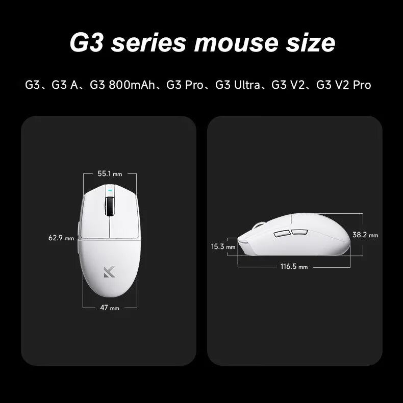MCHOSE G3 V2 Pro/Ultra Lightweight E-sports Mouse Three mode Gaming office wireless Bluetooth PAW3395 Fully self-developed