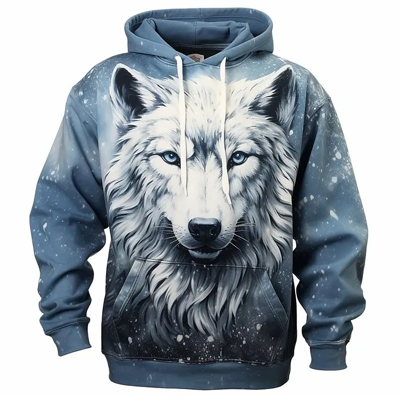 Hoodie med dyremotiv til mænd – ulvemønster – højkvalitets herre-pullover – efterårsmode – street-hoodie – designer – langærmet sportstøj
