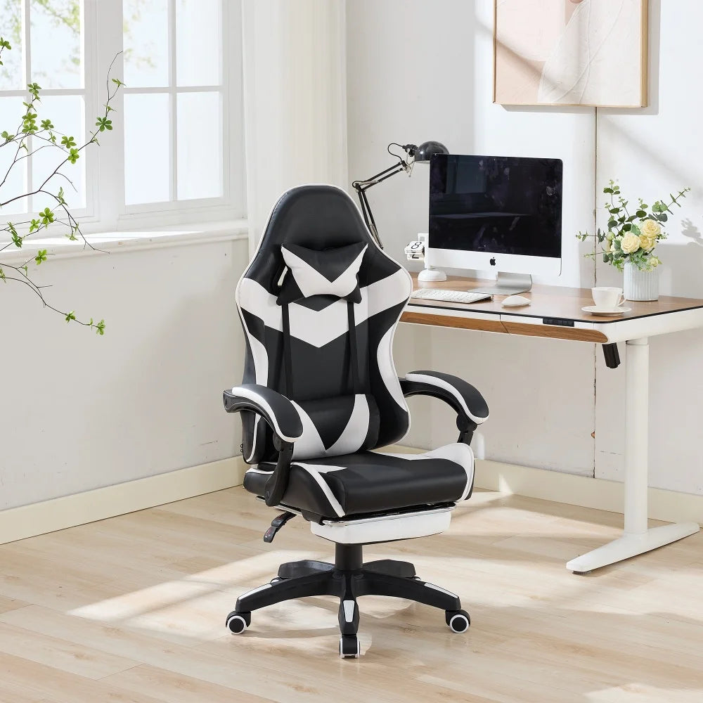 Ergonomic Rotating Gaming Chair, 360 Reclining Office Chair °   Pivoting, Height-Adjustable, Footrest, Headrest