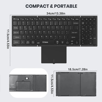 Tastiera pieghevole full-size retroilluminata Jomaa Bluetooth+USB wireless con touchpad e tastierino numerico per laptop Windows