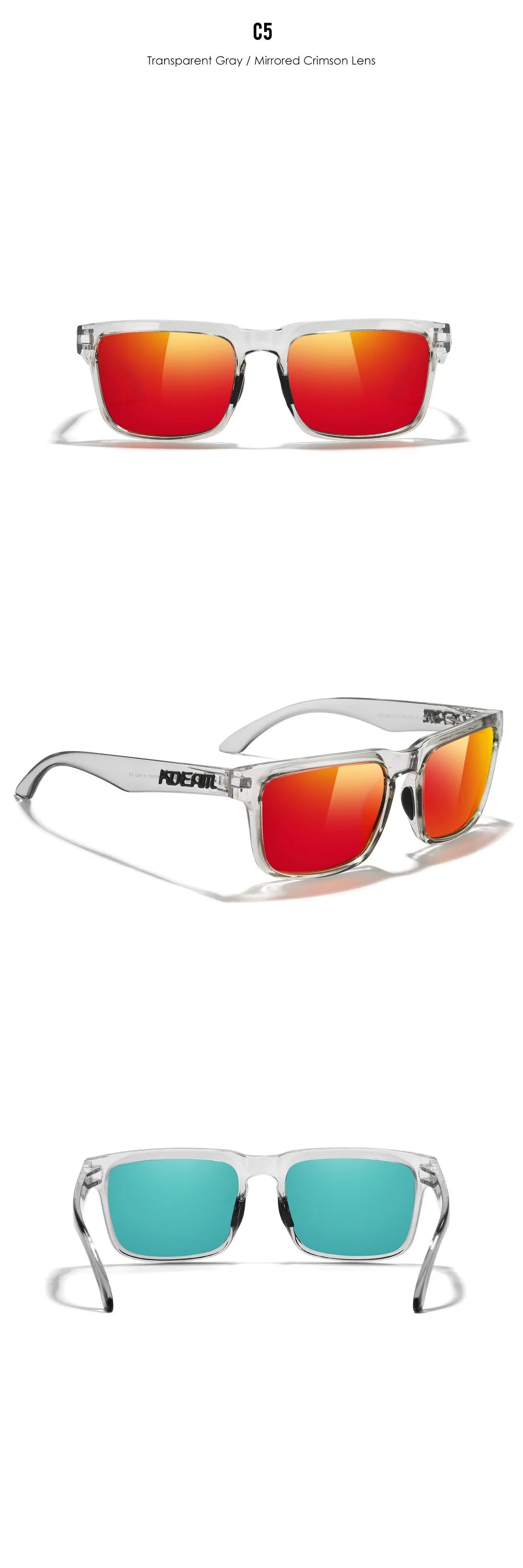 New Colors KDEAM-PLUS Large Size Square Unisex Sunglasses Polarized Photochromic Oversized Sun Glasses Fashion Anti Glare Mirror