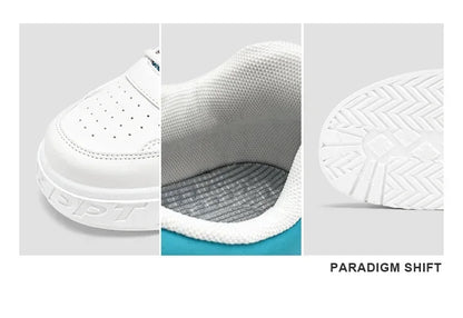 Scarpe da skateboard da uomo, sneakers estive, in pelle, casual, alla moda, per attività all'aperto, corsa, sport, escursionismo, tennis, con zeppa, di marca, di lusso