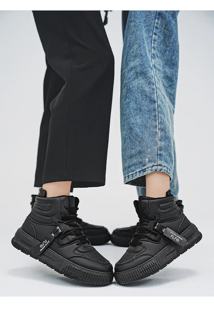 Fashion Casual Sneakers High Top Skateboard Shoes Student Boots Men and Women Trend Wear Resistant Two-color Couples
