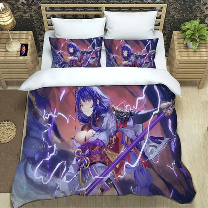 Ensemble de literie Anime Genshin Impact pour garçons et filles, taille Twin et Queen : housse de couette, taie d'oreiller, lit, enfants, adultes, mode, textile d'intérieur