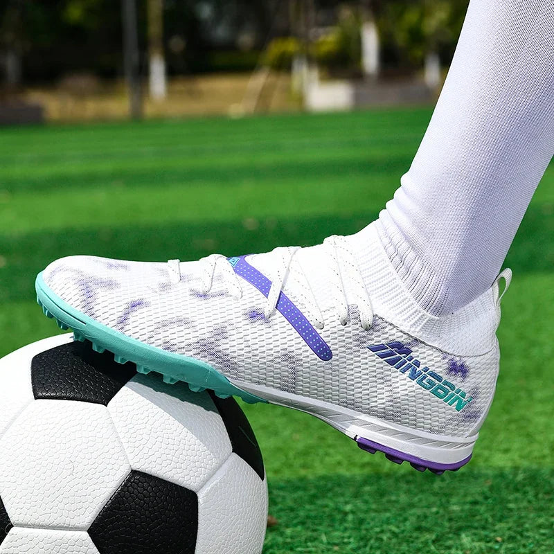 Men's Turf Soccer Shoes Cleats Professional Football Boots Breathable Mesh Youth Soccer Anti-Skid Male Sneakers Society Chuteira