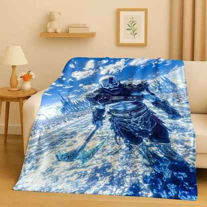 Kratos God of War Game Cartoon Gamer Flannel Blanket,Ultra Soft Warm Plush Throw for Home Bedroom Bed Sofa Cover Picnic Kids