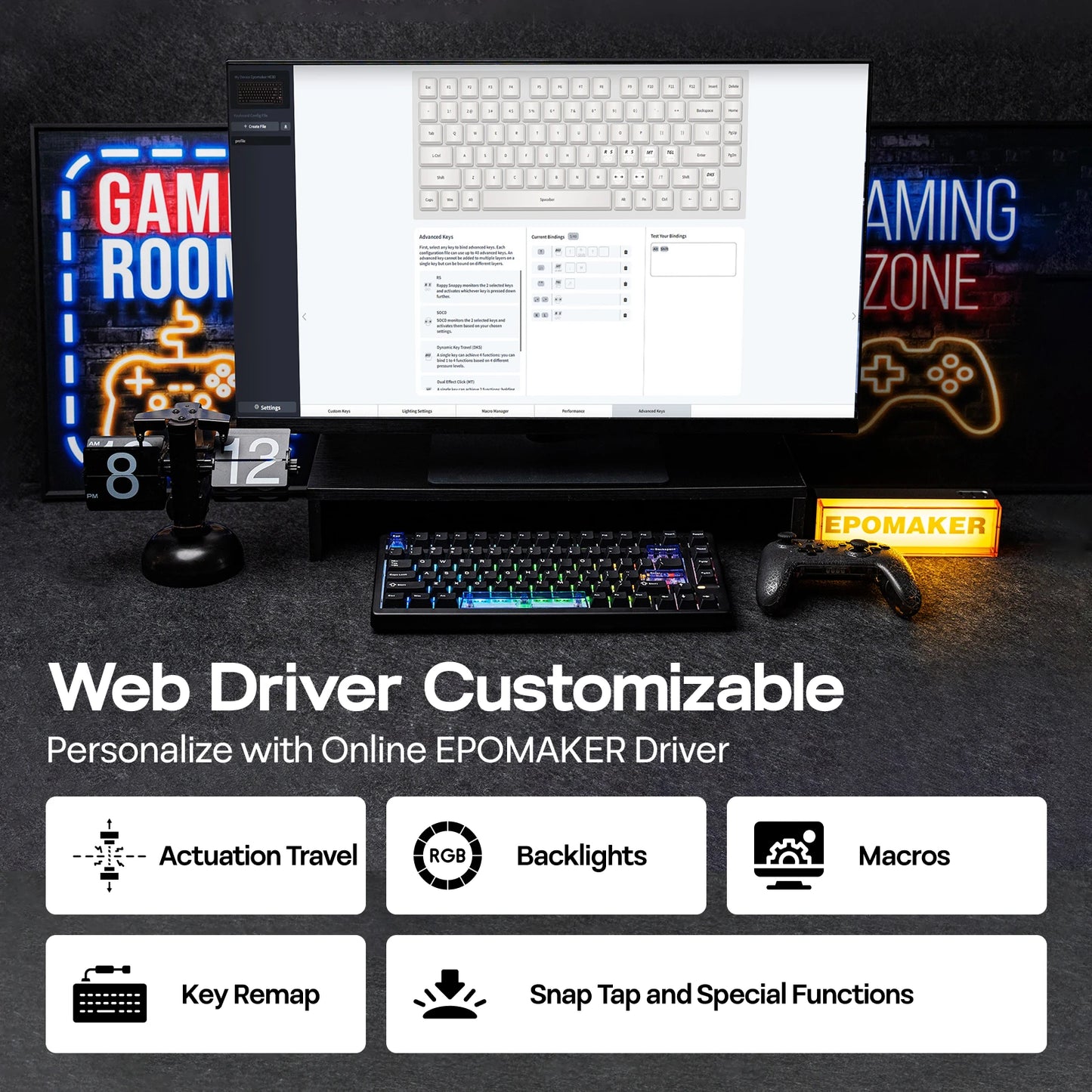 EPOMAKER HE80 75% US-QWERTY-Layout Hot-Swap Creamy Gasket kabelgebundene magnetische mechanische Tastatur mit Hall-Effekt, DKS SOCD für PC/Mac