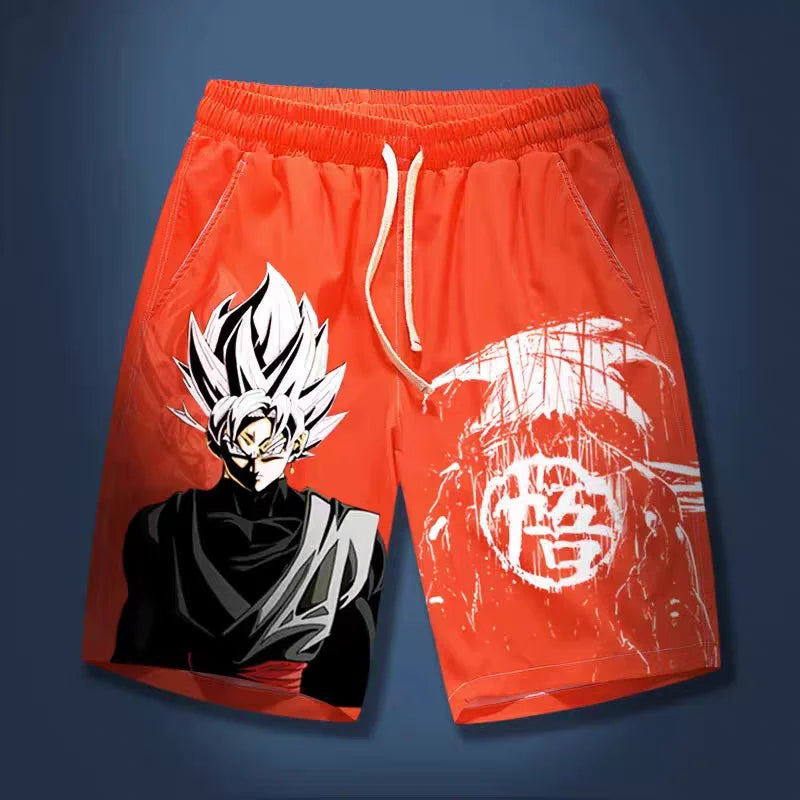 2026 Summer Dragon Ball Goku Black Go Kanji Retro Quick-Dry Print Shorts Adult Kids Plus Size Breathable Anime Fan Casual Shorts