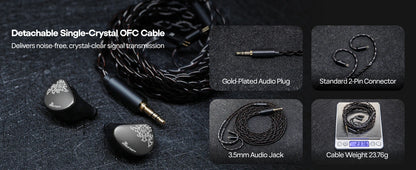 Linsoul Kiwi Ears Cadenza II IEM HiFi-Kopfhörer mit 10mm-Titan-Dynamiktreiber, KARS 2.0 und abnehmbarem Kabel