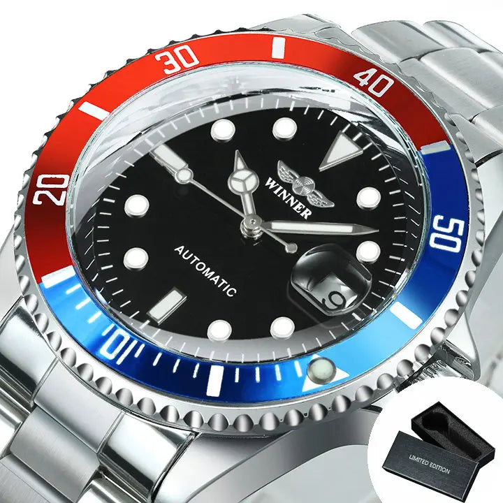 Montre mécanique classique pour homme – Marque de luxe, style professionnel, mouvement automatique, lunette rotative, cadran luminescent, bracelet en acier