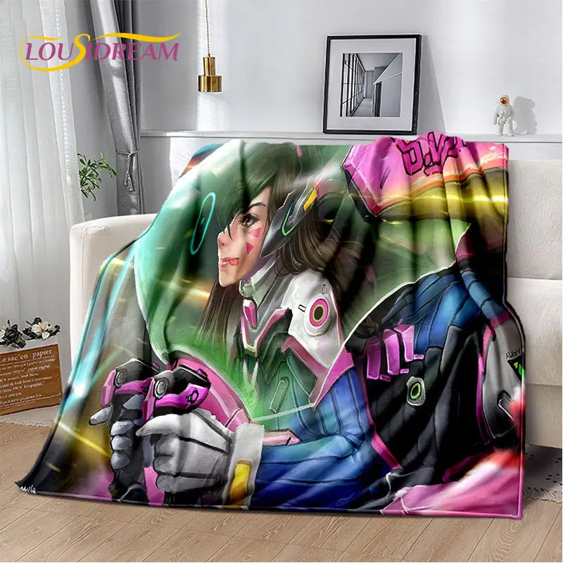 Overwatch Game Gamer D.Va Reaper Soft Plush Blanket, Flannel Blanket Throw Blanket for Living Room Bedroom Bed Sofa Picnic Kid 3D