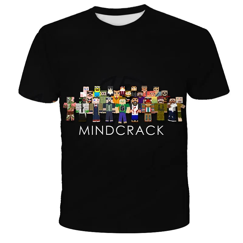 3D Printed Casual Summer Cute Boys Girls Building Blocks Cartoon T-shirt Boys T Shirt Minecraft Popular Tops Inside Outside Mc