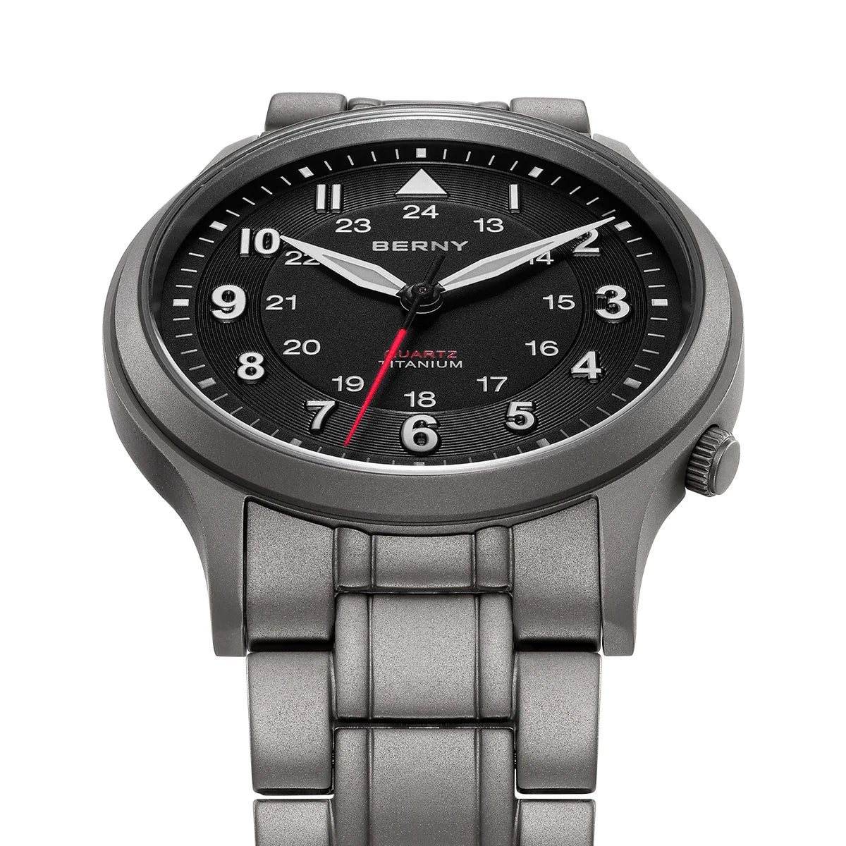 BERNY Titanium Watches for Men Classic Men's Field Watch Easy Read Outdoor Quartz Wristwatch Super Luminous Sapphire 5ATM