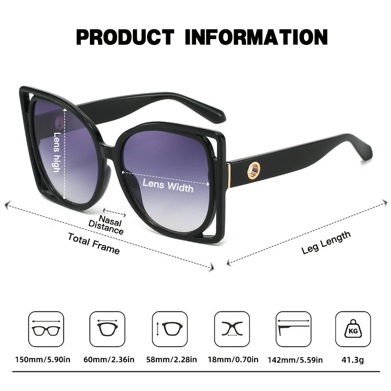 JUNCTURE Oversized Square Sunglasses Women Fashion Sun Glasses Yellow Gradient Lady Party Holiday Gifts Sunglasses for Women