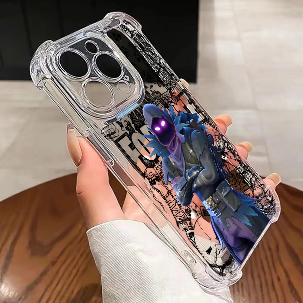 Game Fortnite Phone Case For iPhone 17 16e 16 15 14 13 12 11 Mini Air Pro Max X XR XSMax 7 8 Plus Anti Fall Transparent Cover