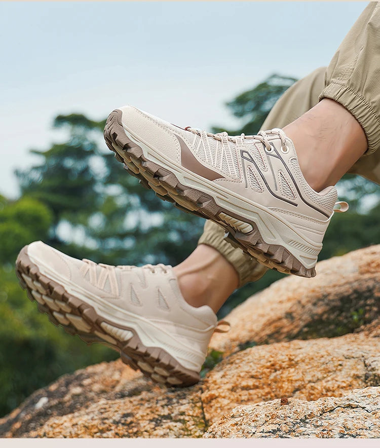 New Large Outdoor Mountaineering Shoes Men Spring and Autumn Mesh Breathable Sneakers Outdoor Travel Hiking Non-Slip Shoes