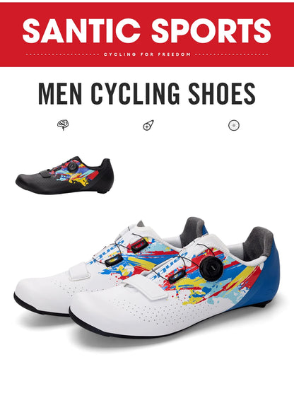 Santic herre-cykelsko med ny glasfiber-nylon-sål – Outdoor Pro landevejs-racersko med autolås til landevejscykling