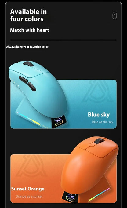 AJAZZ AJ179 APEX Gaming-Maus mit Dock mit Farbdisplay, magnetischem Laden, 8000Hz Hochfrequenz /, Tri-Mode (PAW3950), Rechtshänder