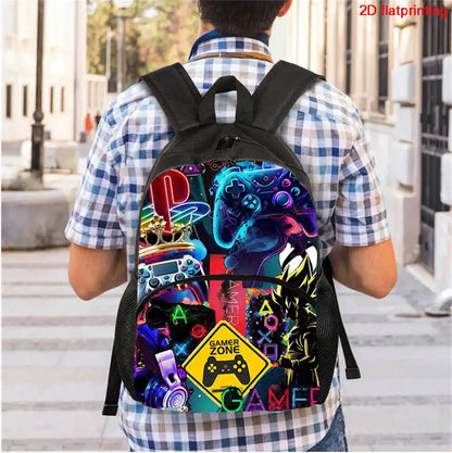 Fortnite 2-Piece Set Backpack with Front Pocket Pencil Case Large Capacity Cartoon Schoolbag Kids Boys Girls Gift Ages 5-8