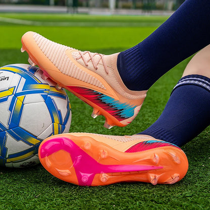 Football Shoes Men Quality Outdoor Training Soccer Boots Black White Long Spike Suitable for Teenager Boys Big Size