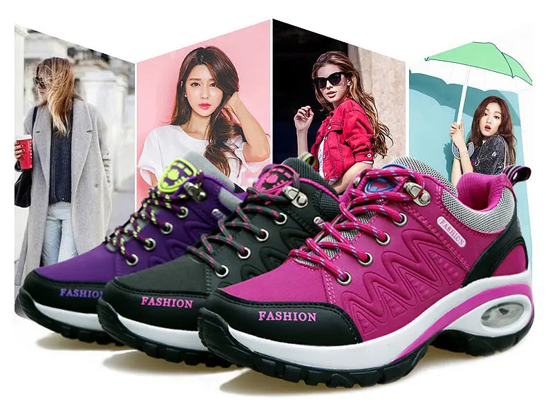 Scarpe sportive da donna, sneakers con plateau, scarpe alla moda per attività all’aperto e escursionismo, scarpe casual antiscivolo, scarpe da corsa basse, calzature da donna
