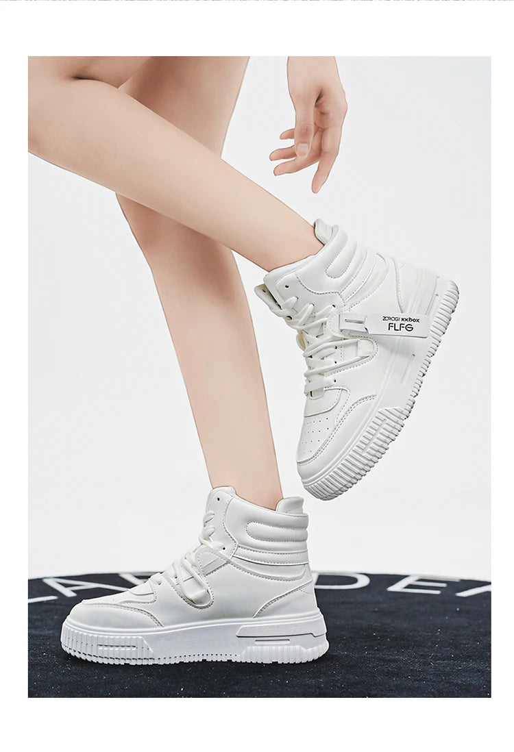 Fashion Casual Sneakers High Top Skateboard Shoes Student Boots Men and Women Trend Wear Resistant Two-color Couples