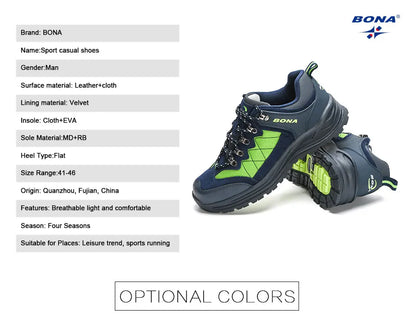 BONA 2023 New Designers Hiking Shoes Trekking Sneakers Men Shoes Man Trekking Walking Mansculino Fishing Camping Jogging Shoes